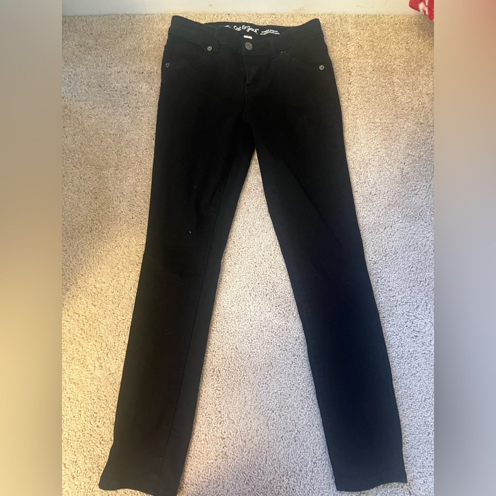 Cat and Jack black stretchy jeans, skinny. Size 12 girls
